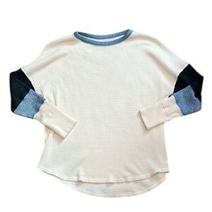 SO | Color Block Waffle Knit Long-Sleeved Shirt